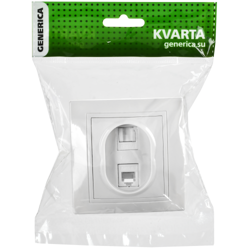 KVARTA Розетка 2-местная RJ11+RJ45 кат.5е РК/Т12-КБ белый GENERICA KVARTA Розетка 2-местная RJ11+RJ45 кат.5е РК/Т12-КБ белый GENERICA