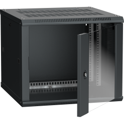 ITK Шкаф LINEA W 9U 600х600мм дверь стекло черный RAL9005