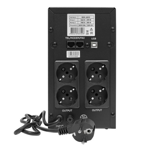 ИБП E-Power SSW200 2000 ВА 1200Вт, 4хSchuko, USB ,R45 ИБП E-Power SSW200 2000 ВА 1200Вт, 4хSchuko, USB ,R45