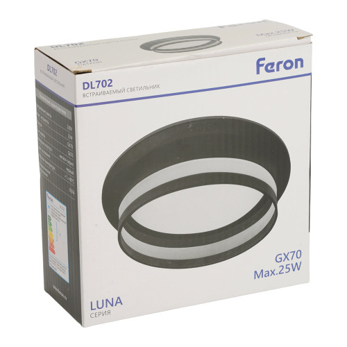 Светильник встраиваемый Feron DL702 LUNA потолочный GX70 черный круг