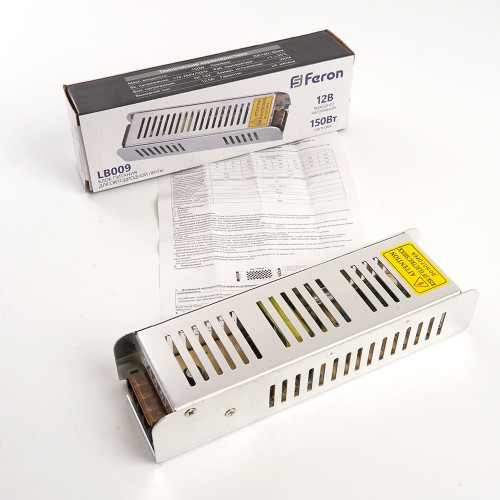 Трансформатор электронный для светодиодной ленты 150W 12V (драйвер), LB009 FERON Трансформатор электронный для светодиодной ленты 150W 12V (драйвер), LB009 FERON