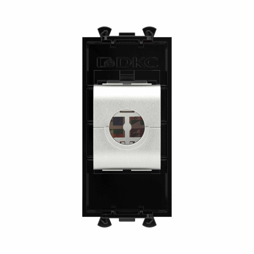 Компьютерная розетка RJ-45 без шторки модульная, кат.6А экранированная, Avanti, черный квадрат, 1 модуль