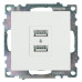 Розетка USB 2-местная (механизм), STEKKER GLS10-7115-01, 250B, 2,1А, серия Катрин, белый