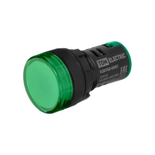 STATUS Лампа сигнальная AD-22DS, LED, d22 мм, 24-440 В AC/DC, IP65, зеленый TDM STATUS Лампа сигнальная AD-22DS, LED, d22 мм, 24-440 В AC/DC, IP65, зеленый TDM