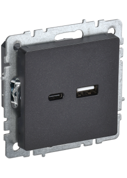 BRITE Розетка USB A+C 18Вт РЮ11-1-БрЧ черный IEK