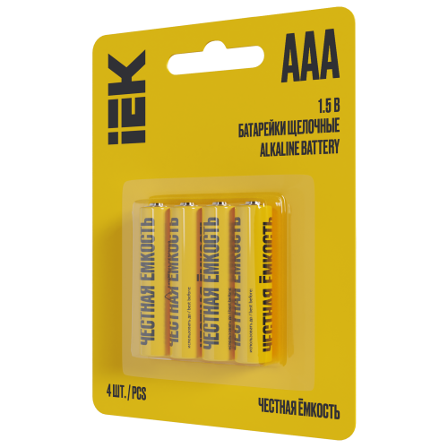 Батарейка щелочная Alkaline LR03/AAA (4шт/блистер) IEK