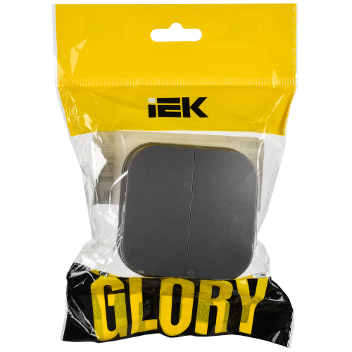 GLORY Выключатель 2-клавишный для открытой установки 10А ВС20-2-0-ХСм сталь матовый IEK