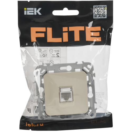 FLITE Розетка компьютерная RJ45 категория 5Е UTP РК5е-1-0-ФлСл сливочный IEK FLITE Розетка компьютерная RJ45 категория 5Е UTP РК5е-1-0-ФлСл сливочный IEK