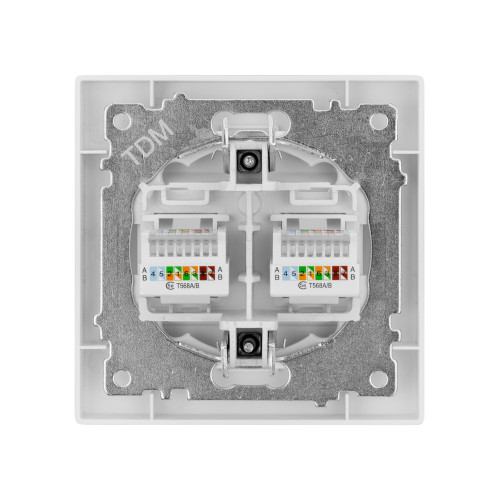 Розетка компьютерная двойная RJ45 белая Розетка компьютерная двойная RJ45 белая