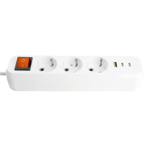Удлинитель 3-местный с/з с выключ. STEKKER HM071-31-02 3x1мм2, 2м, 250В, 16А, 1USB+2C, 2.4A, сер Home, белый Удлинитель 3-местный с/з с выключ. STEKKER HM071-31-02 3x1мм2, 2м, 250В, 16А, 1USB+2C, 2.4A, сер Home, белый