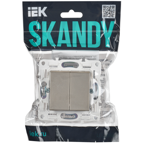 SKANDY Выключатель 2-клавишный проходной 10А SK-V05Sh шампань IEK SKANDY Выключатель 2-клавишный проходной 10А SK-V05Sh шампань IEK