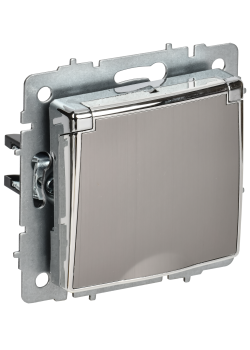 BRITE Розетка 1-местная с заземлением с защитными шторками и крышкой 16А IP20 РСбш10-3-БрГН металл хром/никель IEK