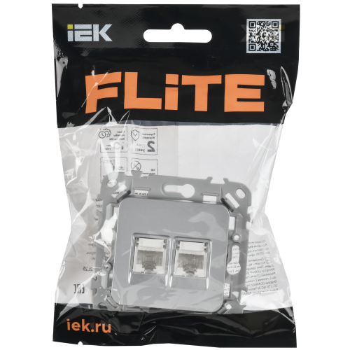 FLITE Розетка 2-местная компьютерная RJ45 категория 5Е UTP РК5е-2-0-ФлА алюминий IEK