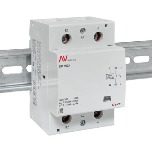 Контактор модульный КМ 100А 1NO+1NC 230В АС (3 мод.) AVERES EKF