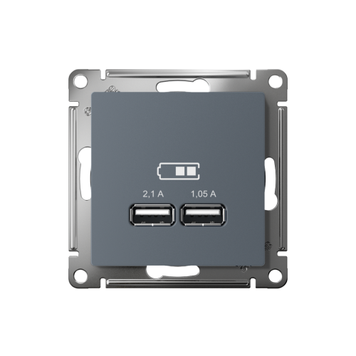 ATLASDESIGN USB РОЗЕТКА A+A, 5В/2,1А, 2х5В/1,05А, механизм, ГРИФЕЛЬ