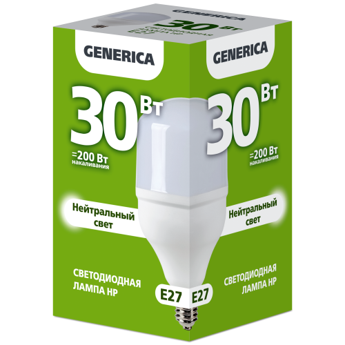 Лампа светодиодная HP 30Вт 230В 4000К E27 GENERICA Лампа светодиодная HP 30Вт 230В 4000К E27 GENERICA