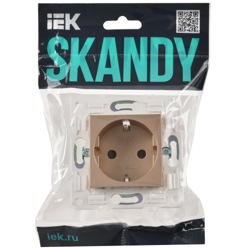 SKANDY Розетка с заземлением с защитными шторками 16А SK-R04Sa песочный IEK SKANDY Розетка с заземлением с защитными шторками 16А SK-R04Sa песочный IEK