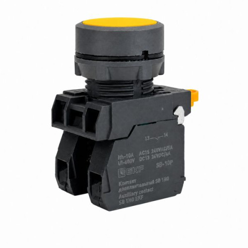 Кнопка SB-21 плоская без фиксации 1NС желтая IP65