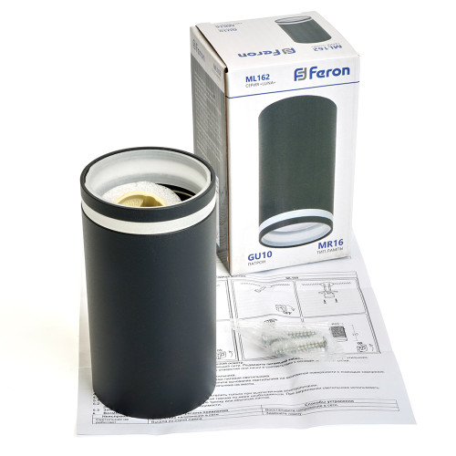 Светильник потолочный Feron ML162 Barrel LUNA MR16 GU10 35W 230V, черный Светильник потолочный Feron ML162 Barrel LUNA MR16 GU10 35W 230V, черный