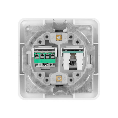 Розетка компьютерная RJ-45 + TФ (RJ-11) белая Розетка компьютерная RJ-45 + TФ (RJ-11) белая