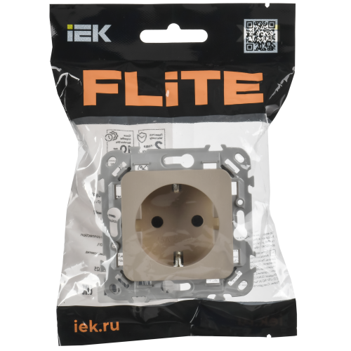FLITE Розетка с заземлением без защитных шторок безвинтовое крепление 16А РС11-1-ФлЛ льняной IEK FLITE Розетка с заземлением без защитных шторок безвинтовое крепление 16А РС11-1-ФлЛ льняной IEK