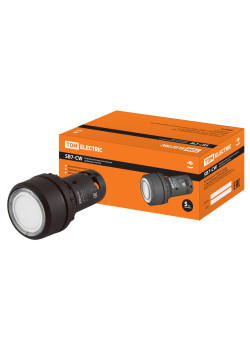 Кнопка SB7-CW3161 с возвратом, 1НО, d22 мм, с подсветкой 220 В LED, белая, IP54 TDM