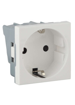 Розетка 1-м 16А IP20 45х45 с заземл. защ. шторки бел. Ruvinil АДЛ 13-900