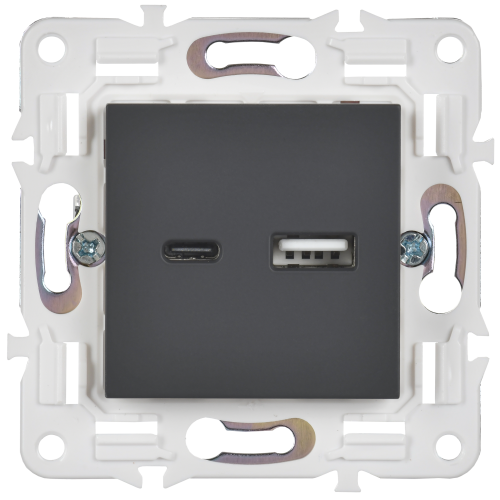 SKANDY Розетка USB A+C 18Вт SK-R13G графит IEK SKANDY Розетка USB A+C 18Вт SK-R13G графит IEK