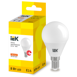 Лампа светодиодная ALFA G45 шар 8Вт 230В 3000К E14 (6шт) IEK
