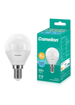 Лампа светодиодная LED8-G45/845/E14 8Вт шар 4500К бел. E14 750лм 170-265В Camelion 12393