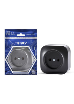 Розетка 1-м ОП Frea 16А IP20 250В без заземл. АБС-пластик карбон TOKOV ELECTRIC TKE-FR-R1-C14