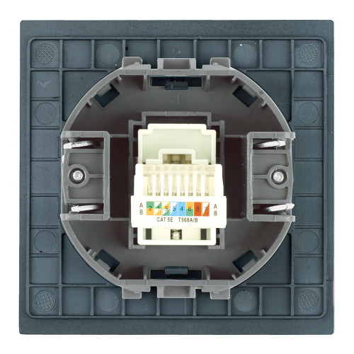 Розетка компьютерная 1-местная RJ-45 (механизм), STEKKER, серия Мия, RST00-3117-05, черный бархат