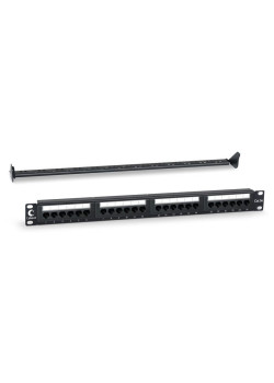 Патч-панель 19дюйм 1U 24 порта RJ45 кат.5E Dual IDC PL-24-Cat.5e-Dual IDC с задн. кабельн. организатором Cabeus 7000c