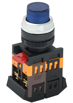 Кнопка ABLFP-22 d22мм 1з+1р 240В неон син. IEK BBT20-ABLFP-K07