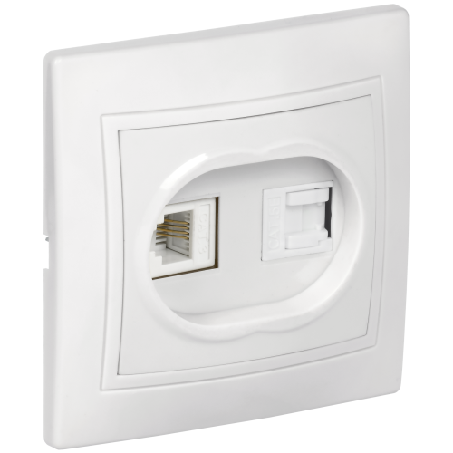 KVARTA Розетка 2-местная RJ11+RJ45 кат.5е РК/Т12-КБ белый GENERICA