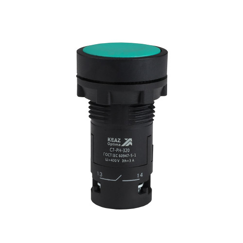 Кнопка с фиксацией OptiSignal Compact D22 C7-PH-320 зеленая 2НО XB7NH33