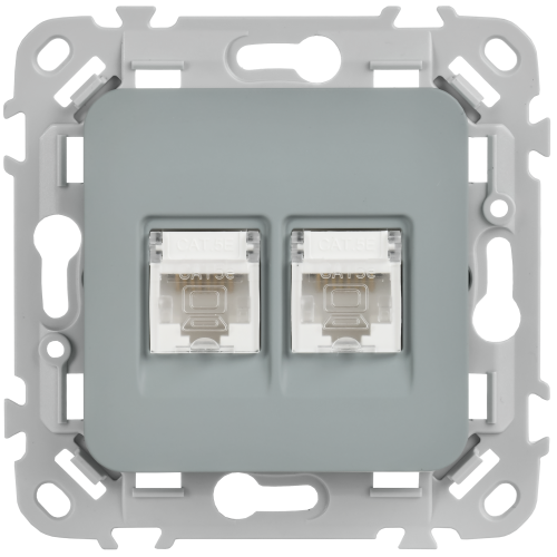FLITE Розетка 2-местная компьютерная RJ45 категория 5Е UTP РК5е-2-0-ФлС серый IEK