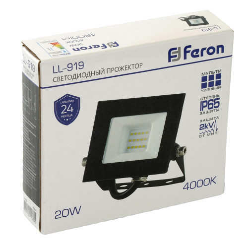 Светодиодный прожектор Feron LL-919 IP65 20W 4000K Светодиодный прожектор Feron LL-919 IP65 20W 4000K