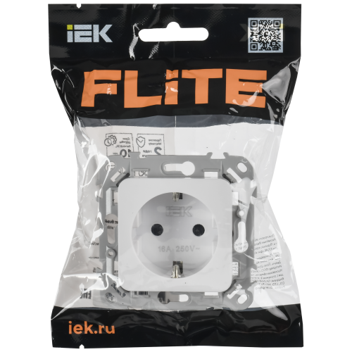 FLITE Розетка с заземлением без защитных шторок 16А РС11-0-ФлБ белый IEK FLITE Розетка с заземлением без защитных шторок 16А РС11-0-ФлБ белый IEK