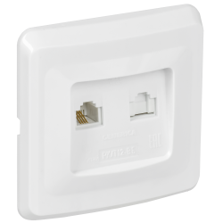 VEGA Розетка 2-местная RJ11/RJ45 РК/Т12-ВБ белый GENERICA