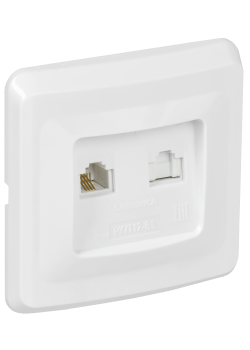VEGA Розетка 2-местная RJ11/RJ45 РК/Т12-ВБ белый GENERICA