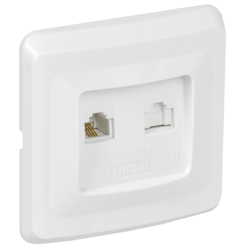 VEGA Розетка 2-местная RJ11/RJ45 РК/Т12-ВБ белый GENERICA