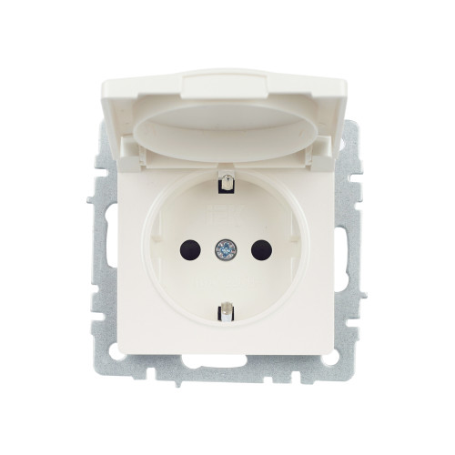 BRITE Розетка 1-местная с заземлением с защитными шторками и крышкой 16А IP20 РСбш10-3-БрЖ жемчуг IEK BRITE Розетка 1-местная с заземлением с защитными шторками и крышкой 16А IP20 РСбш10-3-БрЖ жемчуг IEK