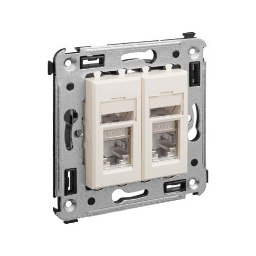 Компьютерная розетка RJ-45 в стену, кат.5e двойная экранированная, Avanti, ванильная дымка