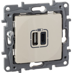 ETIKA Розетка USB A+C 15Вт слоновая кость