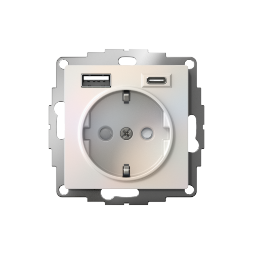 ATLASDESIGN РОЗЕТКА 16А c 2 USB A+C, 5В/2,4А/3,0А, 2х5В/1,5А, механизм, ЖЕМЧУГ
