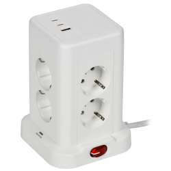 Удлинитель У08K 8 мест 2P+PE 1,5м 3х1,0мм2 16А/250В USB A+C 20Вт белый DOMINIC IEK