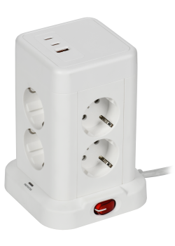 Удлинитель У08K 8 мест 2P+PE 1,5м 3х1,0мм2 16А/250В USB A+C 20Вт белый DOMINIC IEK