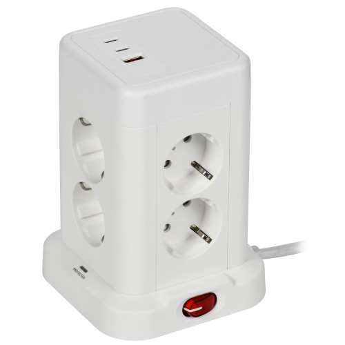 Удлинитель У08K 8 мест 2P+PE 1,5м 3х1,0мм2 16А/250В USB A+C 20Вт белый DOMINIC IEK