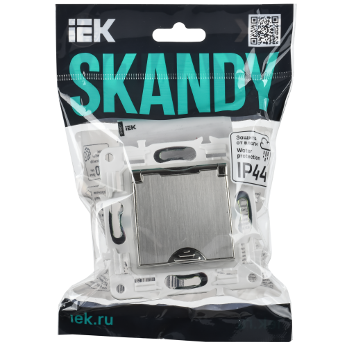 SKANDY Розетка 1-местная с заземлением с защитными шторками и крышкой 16А IP44 SK-R11N металл никель IEK SKANDY Розетка 1-местная с заземлением с защитными шторками и крышкой 16А IP44 SK-R11N металл никель IEK
